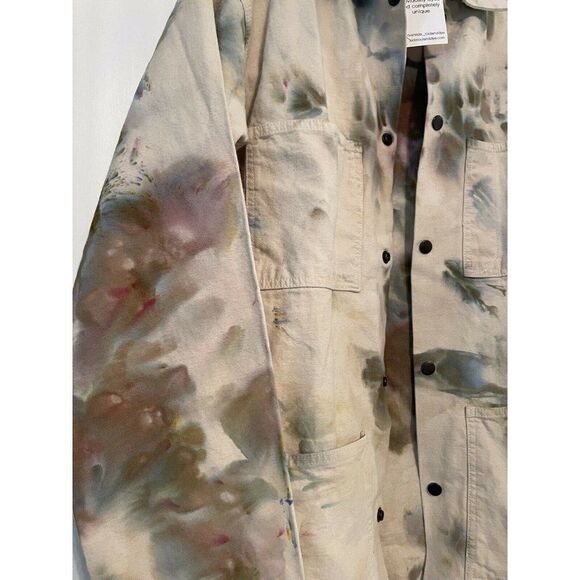NWT FREE PEOPLE X RIVERSIDE TOOL & DYE Sz M / L TIE DYE WORKWEAR JACKET IVORY - Picture 6 of 8